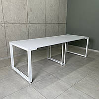 Большой стол трансформер LONG maxi 3,0 м Белая Аляска / Белый мат / Белое ПВХ