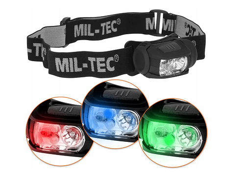 Універсальний Налобний Ліхтар 65 люменів,4 кольори Mil-Tec від Sturm "Headlamp" (15170102) Живлення — 3х ААА/LR03, фото 1