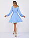 Коктейльне коротке жіноче плаття з пишною юбкою та довгим рукавом, блакитне, фото 6