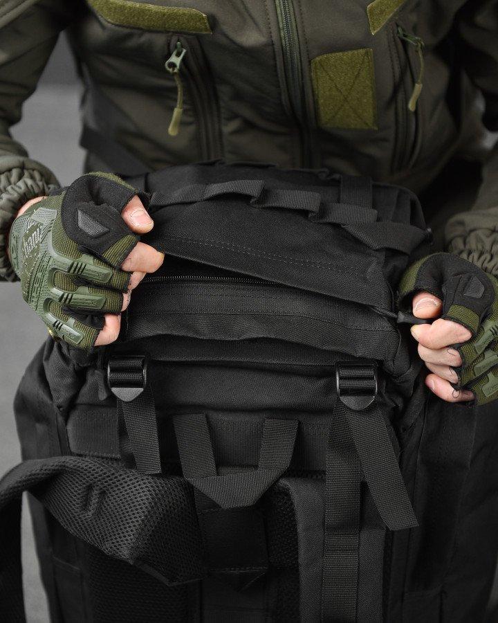 Тактический рюкзак 100+10литров Cordura 6х32 см, армейский рюкзак с регулируемым обьемом для ВСУ Черный - фото 2 - id-p2100802564