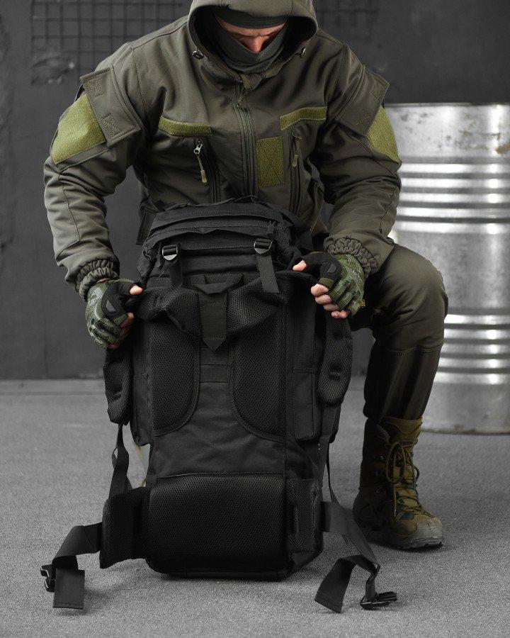 Тактический рюкзак 100+10литров Cordura 6х32 см, армейский рюкзак с регулируемым обьемом для ВСУ Черный - фото 3 - id-p2100802564