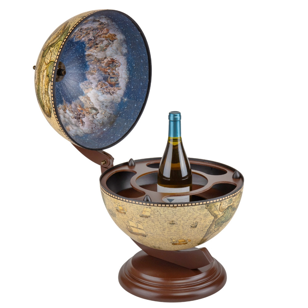 Декоративний настільний глобус-бар дерев'яний "Територія смаків" діаметр сфери 330 мм, фото 1