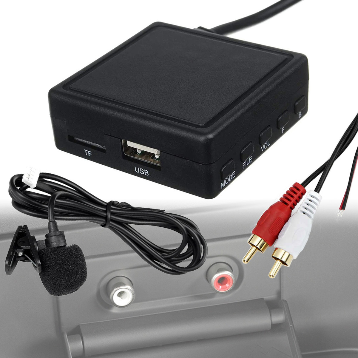 Bluetooth RCA модуль +USB +гучний зв'язок для автомагнітоли Renault Рeugeot Mercedes та ін. [роз'єм 2RCA/BT v.5.0]