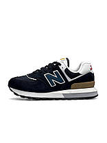 Чоловічі кросівки New Balance PRM Classic Navy Blue Sand Взуття Нью Беланс Классік синні натуральна замша демісезон, фото 2