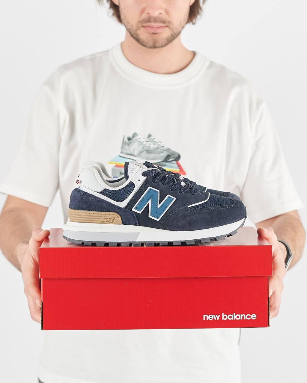 Чоловічі кросівки New Balance PRM Classic Navy Blue Sand Взуття Нью Беланс Классік синні натуральна замша  демісезон