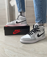 Кроссовки мужские Nike Air Jordan 1 Gray High smoke OG One обувь Найк Джорданы высокие серые 41 - 46