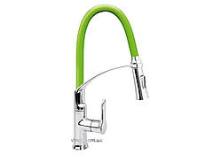 Змішувач води FALA"FLEXIBLE-2"для раковини з гнучкою зеленою лійкою, регулюв.потоку води,l=60 см(DW)
