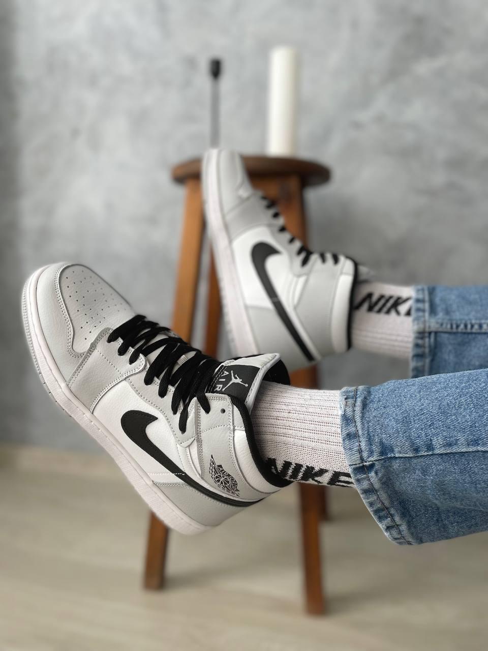 Кроссовки мужские Nike Air Jordan 1 Gray High smoke OG One обувь Найк Джорданы высокие серые 41 - 46 43 - фото 6 - id-p1910725378