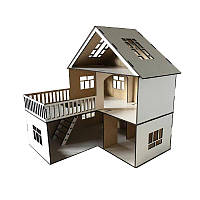 Детский кукольный дом с деревянной мебелью белый 32Х32Х35