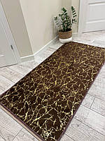 Прорезиненный большой ковер для спальни или коридора 80 х 160 см много цветов Шоколад