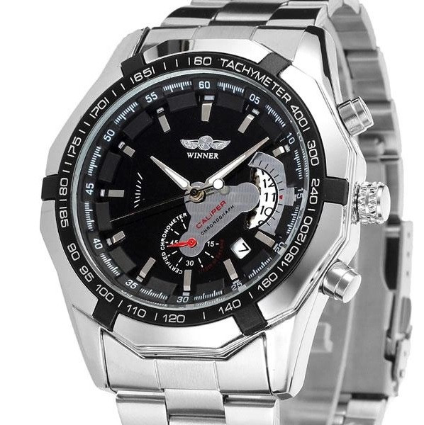 Механічний годинник з автопідзаводом Winner Сhronometer, чоловічий годинник Віннер, наручний годинник з календарем
