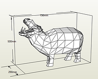 PaperKhan конструктор из картона 3D фигура бегемот гиппопотам Паперкрафт Papercraft подарочный набор игрушка