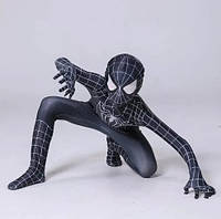 Детский костюм Спайдермена Человек-паук черный комбинезон + маска на рост 80,90,100