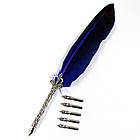 Ручка перова чорнильна з синім пером (6 змінних насадок)