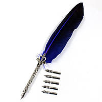Ручка перо синия (6 сменных насадок)