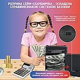 Копилка дитячий сейф із кодовим замком і купюроприймачем A1 для паперових грошей і монет чорний KB, код: 8081667, фото 5