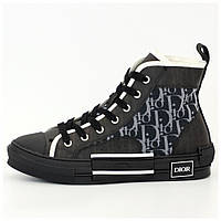 Женские кроссовки Dior B23 Sneakers High Black Top, черные кроссовки диор б23 хай топ