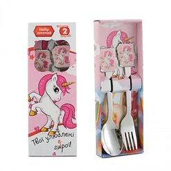 Набір дитячих столових приладів ложка та вилка Isfahan "Єдиноріг" 2 предмети 2113