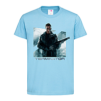 Голубая детская футболка С надписью Terminator (12-17-1-блакитний)