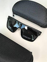 Мужские очки маска Porsche DESIGN Polarized UV400 с защитой от ультрафиолета Квадратные крупные очки ЧОРНИЙ МАТ