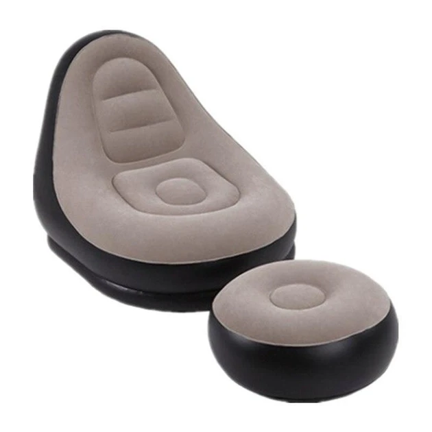 Надувне крісло з пуфиком для відпочинку AIR SOFA Велюрове покриття