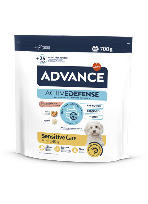 Сухой корм Advance Dog Mini Sensitive для взрослых собак мини пород с чувствительным пищеварением 700 г - фото 1 - id-p2100856340