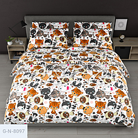 Комплект постільної білизни двоспальний 180х215 Кошенята на білому Бязь голд люкс.