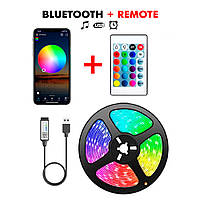 Светодиодная лента 5050 SMD USB RGB Bluetooth с пультом 3 м Разноцветный