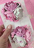 Заколки з квітами цветы на резинках весняні цветочки рожеві 90 грн за 1 шт, фото 4
