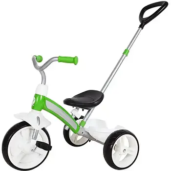 Велосипед триколісний Qplay з батьківською ручкою (регулювання керма та батьківської ручки) Elite+ Green