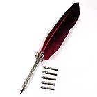 Ручка перо чорнильна червона (6 змінних насадок)