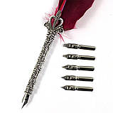 Ручка перо чорнильна червона (6 змінних насадок), фото 3