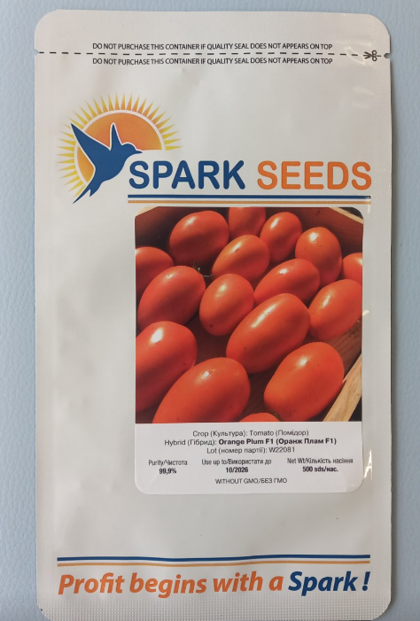 Оранж Плам F1 500 шт (Lark Seeds) Томат Детермінантний Насіння (Оранж Плам F1 500 Томат Детермінантний Насіння), фото 1