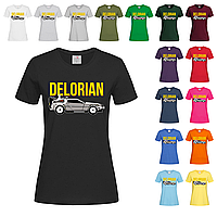 Черная женская футболка С рисунком Delorian (12-19-3)