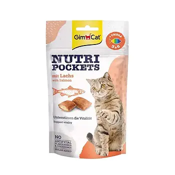 Вітамінні ласощі для кішок GimCat Nutri Pockets Лосось+Омега 3 та Омега 6 60 г повсякденний