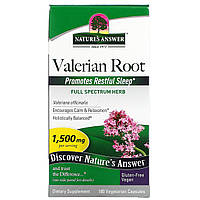 Корень валерианы, Valerian Root, Nature's Answer, 1500 мг на порцию, 180 растительных капсул