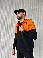 Мужской спортивный костюм качественная двухнитка Цвет: черный/+ оранжевый