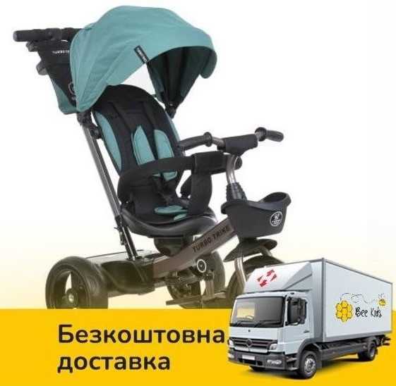 Велосипед триколісний дитячий з батьківською ручкою TURBO TRIKE MT 1001-4 Зелений, фото 1