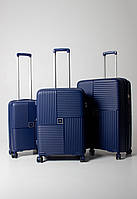 Набор из 3х чемоданов Франция полипропилен с расширением большой средний малый (L M S) синий | Snowball 20403