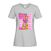 Серая женская футболка С рисунком Барби и Кен (12-20-1-сірий)