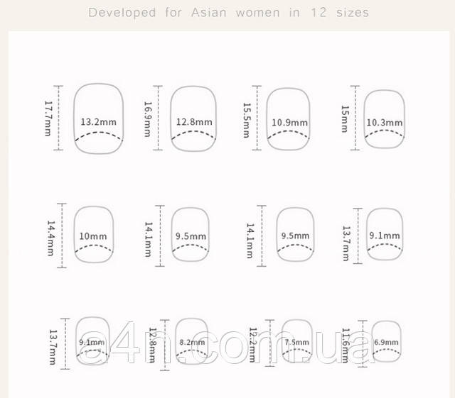 Размеры накладных ногтей