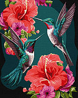 Картина по номерам "Изумрудные колибри с красками металлик extra" 40х50см, термопакет, ТМ Идейка, Украина