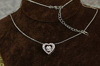 Набор Xuping Jewelry Сердце с танцующим фианитом с добором 5 см серебристый