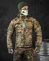 Тактическая водоотталкивающая куртка мультикам на флисе весенняя, Военная куртка мультикам multicam