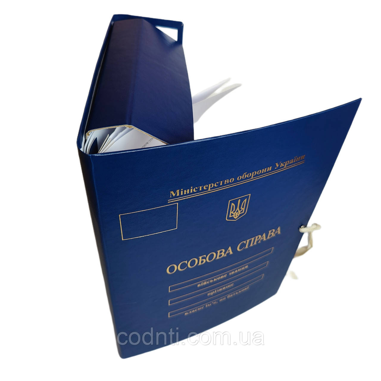 Папка з тисненням "під золото" Міністерства оборони України формату А4 на зав'язках з клапанами 40 мм