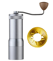 Ручна кавомолка Fuji з плоскими жорнами 49 мм. Сіра