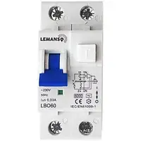 Диферанціальний автомат Lemanso 6.0KA 1п+н 25 A 30 mA RCBO LBO60