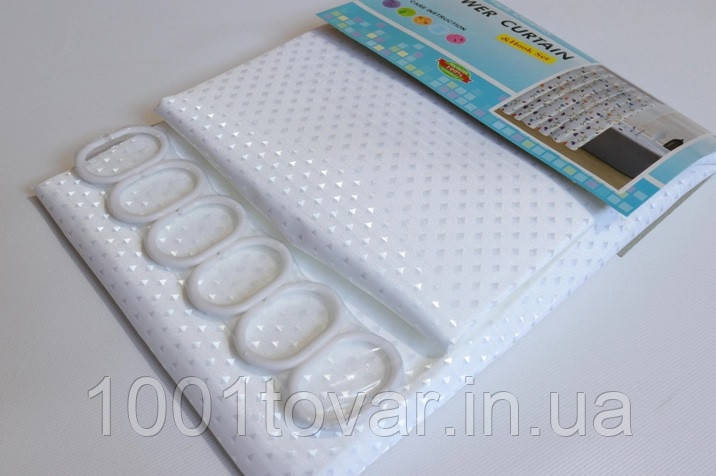 Шторка для ванної кімнати "Піка" Shower Сurtain, біла однотонна 180х180 см., фото 1