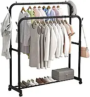 Вешалка напольная для одежды Drying Rack Multifunction до 35 кг с колёсиками, обувная полка передвижная