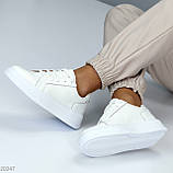 Універсальні білі прошиті шкіряні кеди натуральна шкіра флотар, фото 2